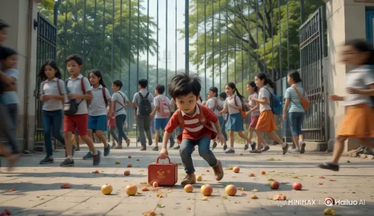 Helping Heart: A Kind Act at School Gate – AI Generated Video | Hailuo AI