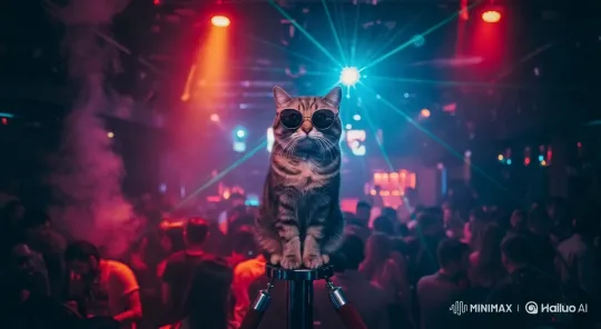VIP Cat Reigns Over Lively Nightclub Scene – AI Generated Video | Hailuo AI