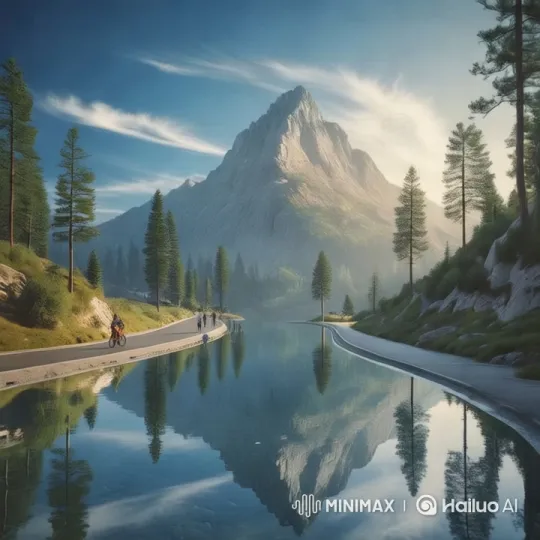 Tranquil Lake Reflects Majestic Mountain Landscape – AI Generated Video | Hailuo AI