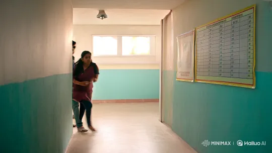 Aesthetic Beauty in a Corridor Encounter – AI Generated Video | Hailuo AI