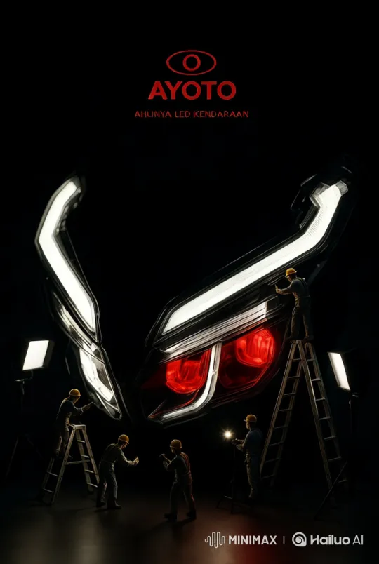 Futuristic Motorcycle LED Headlamp Showcased by Miniature Technicians – AI Generated Video | Hailuo AI