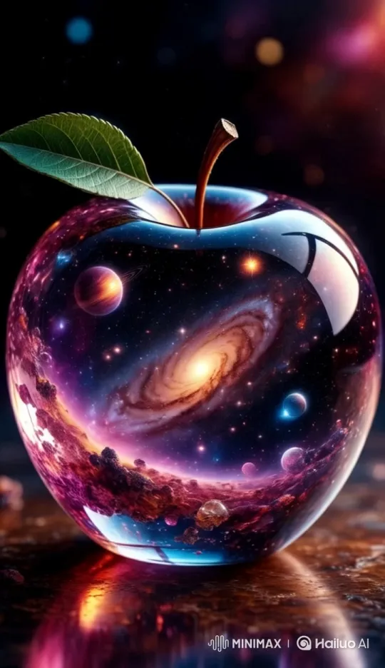 Galaxy Within a Shiny Apple: A Dynamic Visual Journey – AI Generated Video | Hailuo AI