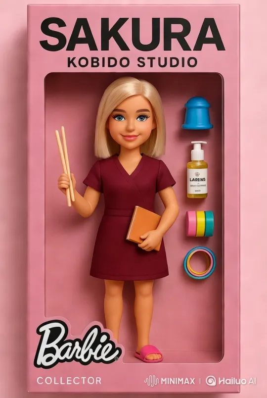 Close-up of Barbie Doll in Sakura Kobido Studio Packaging – AI Generated Video | Hailuo AI
