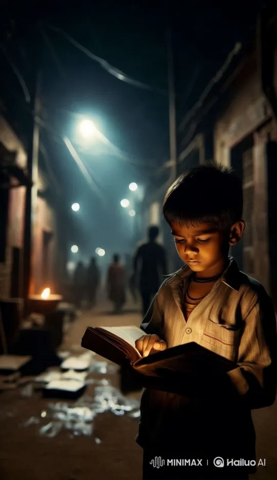 Boy Studies Under Streetlight in Rural Night – AI Generated Video | Hailuo AI