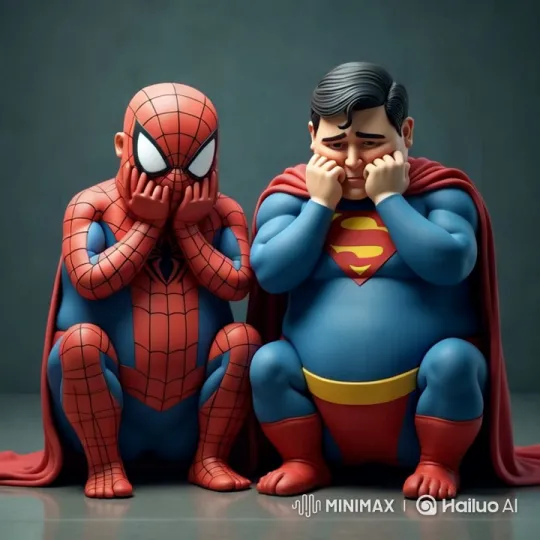 Spider-Man and Superman in Playful Stylized Scene – AI Generated Video | Hailuo AI