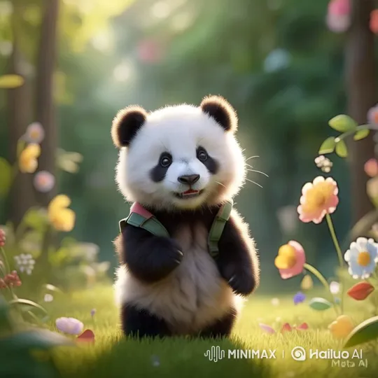 Adorable Panda Cub Explores Lush, Sunlit Forest – AI Generated Video | Hailuo AI