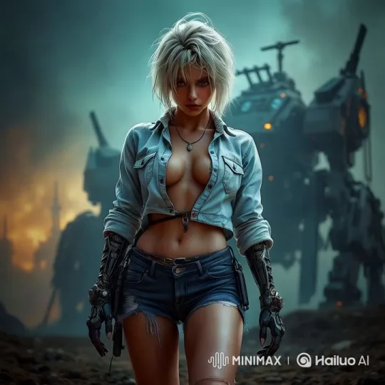 Post-Apocalyptic Warrior: A Cybernetic Standoff – AI Generated Video | Hailuo AI