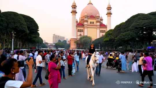 Mumbai's Taj Hotel: Historic Grandeur Meets Vibrant Streetscape – AI Generated Video | Hailuo AI