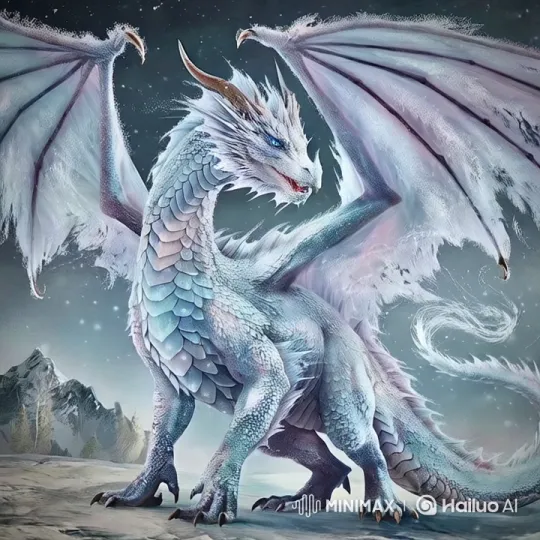 Majestic Ice Dragon Soars Over Frosty Peaks – AI Generated Video | Hailuo AI