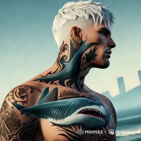 GTA RP Simulation: Tattooed Character in Coastal Cityscape – AI Generated Video | Hailuo AI