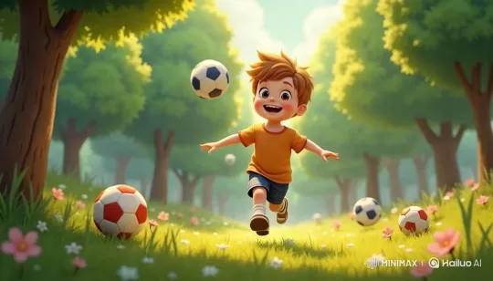 Animated Boy in Cheerful Forest with Chirping Animals – AI Generated Video | Hailuo AI