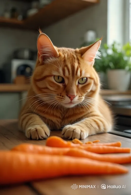 Majestic Tabby Cat on Kitchen Countertop – AI Generated Video | Hailuo AI