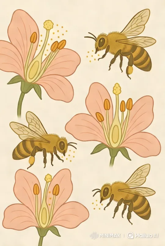 Aesthetic Illustration of Bees and Flowers – AI Generated Video | Hailuo AI