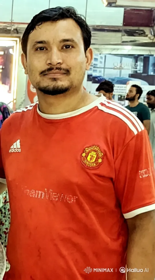 Vibrant Man Utd Fan in Bustling Shopping Mall – AI Generated Video | Hailuo AI