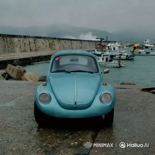 Vintage Beetle Outpaces Ferrari on Istanbul Bridge – AI Generated Video | Hailuo AI