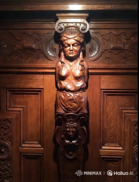 Wooden Statue Comes Alive on Ornate Carved Door – AI Generated Video | Hailuo AI