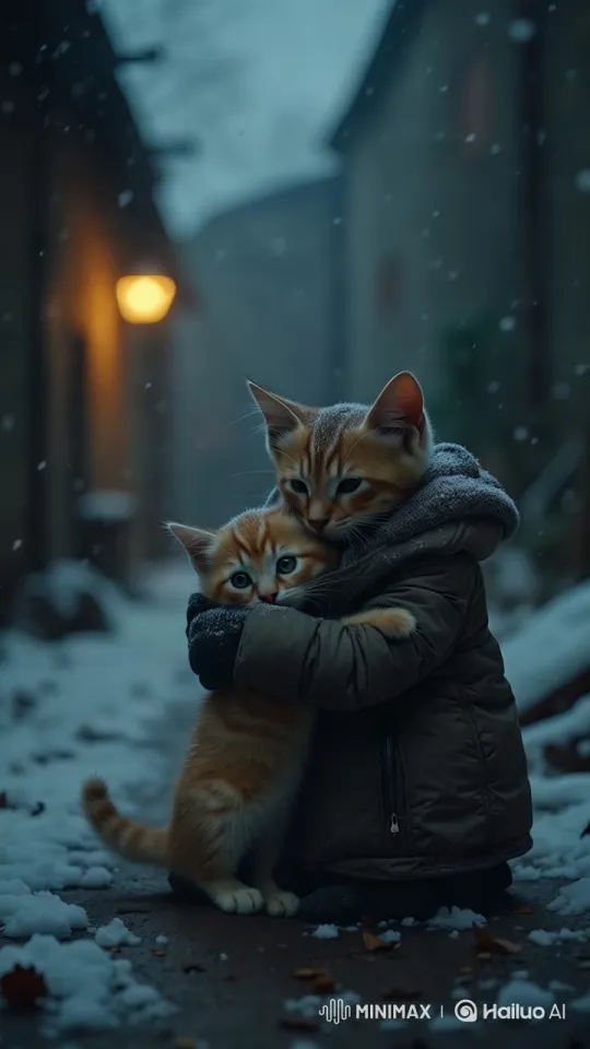 Winter's Bond: A Snowy Alley Cat Tale – AI Generated Video | Hailuo AI