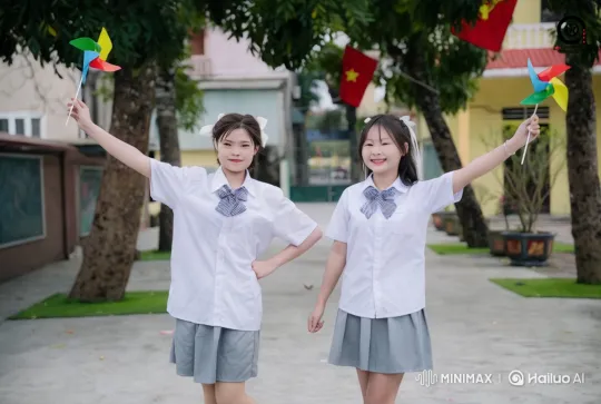Schoolgirls Engage in Dynamic Kung Fu Battle in Courtyard – AI Generated Video | Hailuo AI