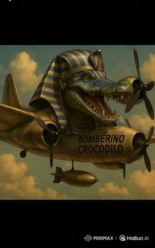 Fantastical 'BOMBERINO CROCODILO' Aircraft with Pharaoh-Headdress – AI Generated Video | Hailuo AI
