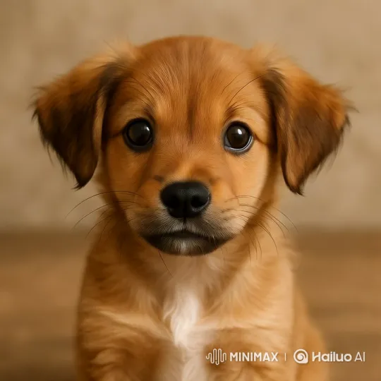 Golden-Brown Puppy's Playful Moment on Wooden Floor – AI Generated Video | Hailuo AI