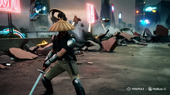 Futuristic Swordsman Battles Colossal Alien Monster – AI Generated Video | Hailuo AI