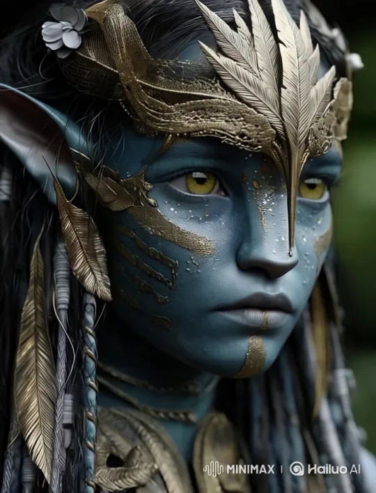 Close-up of Ornate Figure with Feathered Accessories – AI Generated Video | Hailuo AI