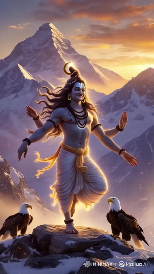 Divine Figure Amidst Majestic Mountains at Sunrise – AI Generated Video | Hailuo AI