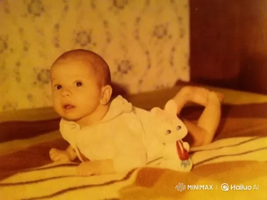 Baby with Toy Bunny on Patterned Bed – AI Generated Video | Hailuo AI