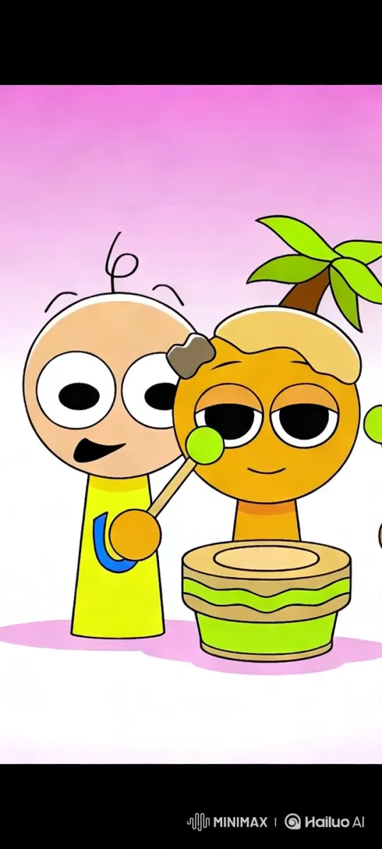Animated Characters Joyfully Drum in Colorful Setting – AI Generated Video | Hailuo AI