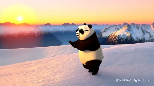 Panda Dance on Snowy Peak at Dawn – AI Generated Video | Hailuo AI