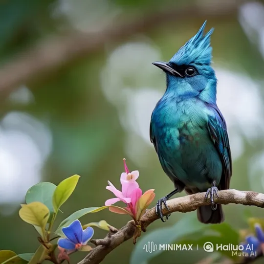 Vibrant Blue Bird Showcases Graceful Beauty – AI Generated Video | Hailuo AI