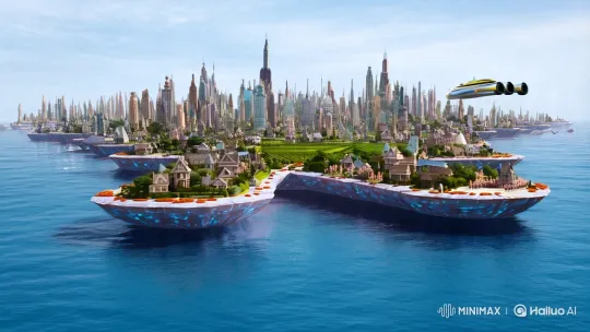 Floating Cityscape Showcases Advanced Urban Design – AI Generated Video | Hailuo AI