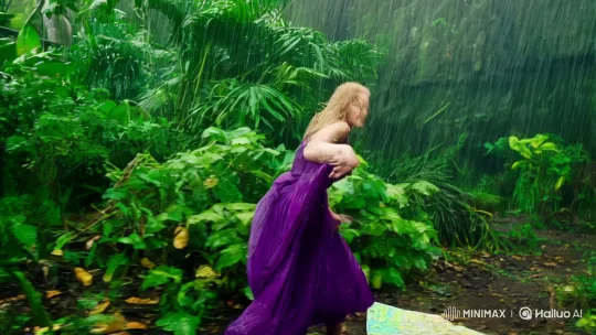 Stunning Woman Braves Monsoon to Discover Hidden Temple – AI Generated Video | Hailuo AI