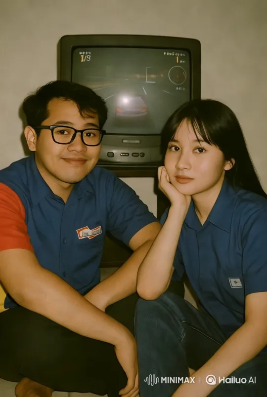 Nostalgic Embrace: Old TV and Blue Uniforms – AI Generated Video | Hailuo AI