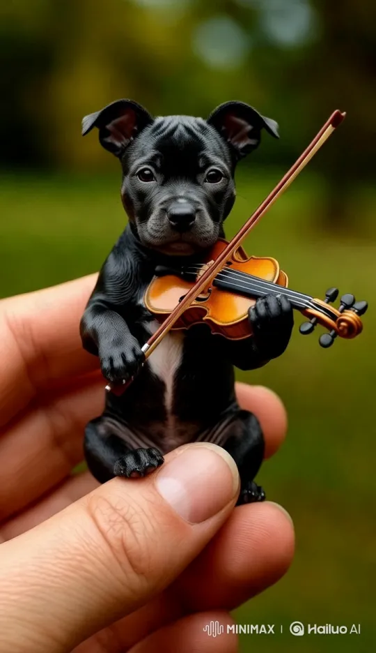 Dog Playing Violin with Artistic Cinematography – AI Generated Video | Hailuo AI