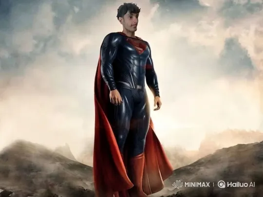 Superman Showcases Heroic Presence in Cinematic Landscape – AI Generated Video | Hailuo AI