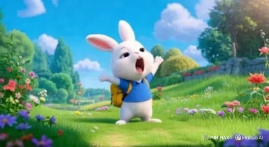 Content Rabbit in Serene Meadow with Golden Sunlight – AI Generated Video | Hailuo AI