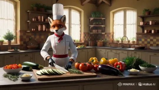 Amélie the Fox Chef Preparing French Ratatouille – AI Generated Video | Hailuo AI