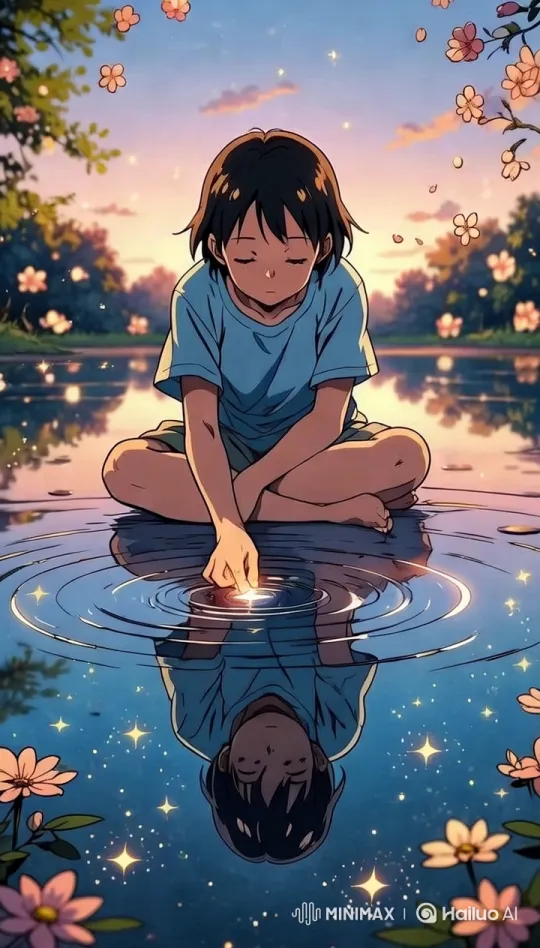 Magical Pond at Sunset: A Tranquil Animated Scene – AI Generated Video | Hailuo AI