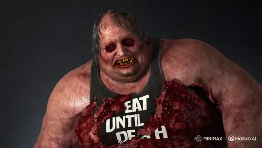 Grotesque 3D Horror Rendering of Hungry, Bloated Man – AI Generated Video | Hailuo AI