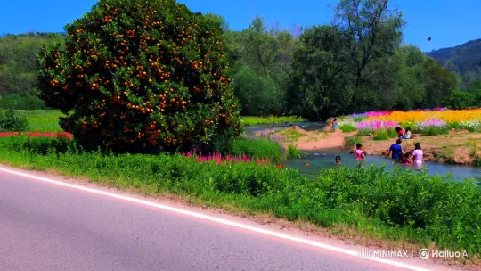 Lush Mandarin Field with Joyful Children and Butterflies – AI Generated Video | Hailuo AI