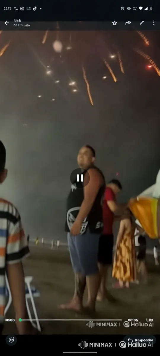 Man Performs Backflips on Beach Under Fireworks – AI Generated Video | Hailuo AI