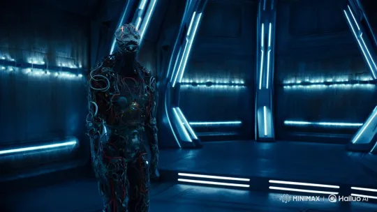 Futuristic Humanoid Transformation and Explosion Scene – AI Generated Video | Hailuo AI