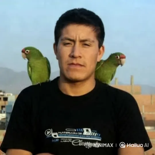 Person with Parrots on Shoulders in Scenic Setting – AI Generated Video | Hailuo AI