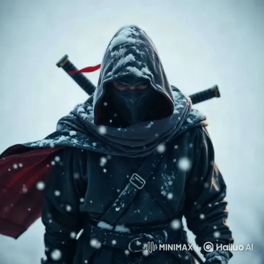 Isolated Ninja Samurai in Snowy Landscape – AI Generated Video | Hailuo AI
