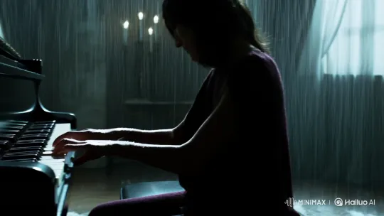 Piano Scene: Melancholic Rain and Resigned Farewell – AI Generated Video | Hailuo AI