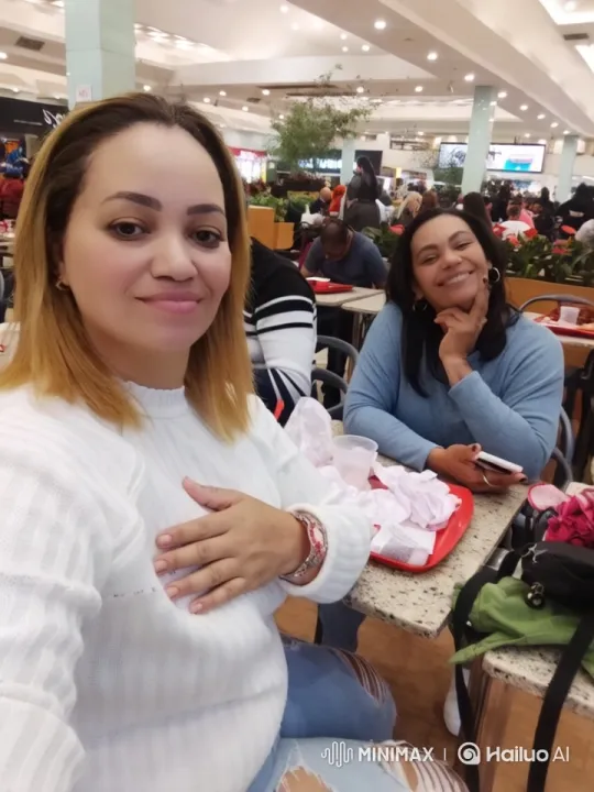 Ladies Chatting in Bustling Food Court – AI Generated Video | Hailuo AI