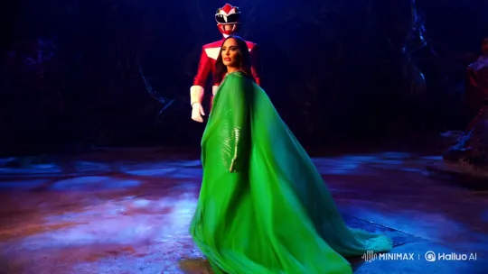 Megan Fox Enchants in Ethereal Green, Captivating Red Ranger – AI Generated Video | Hailuo AI