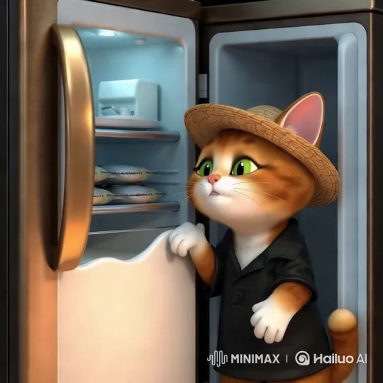 Cat Discovers Empty Fridge, Calls for Grocery Shopping – AI Generated Video | Hailuo AI