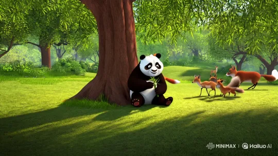 Panda Po-Po Enjoying Solitude in a Tranquil Glade – AI Generated Video | Hailuo AI